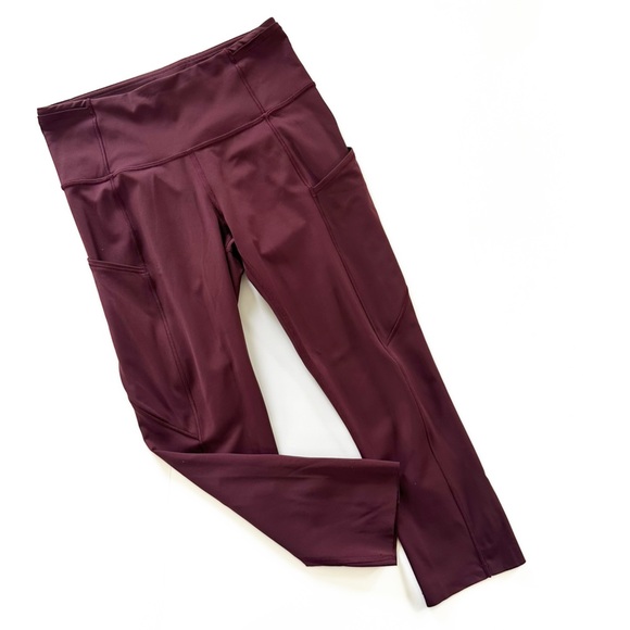 Lululemon Womens 4 Garnet Red Fast n Free Running Athletic Crops 19” - Picture 2 of 6